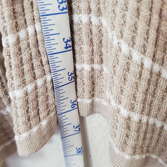 Rxb Striped Long Open Front Cardigan Long Sleeve Sweater Beige Boho Size M - Picture 13 of 14